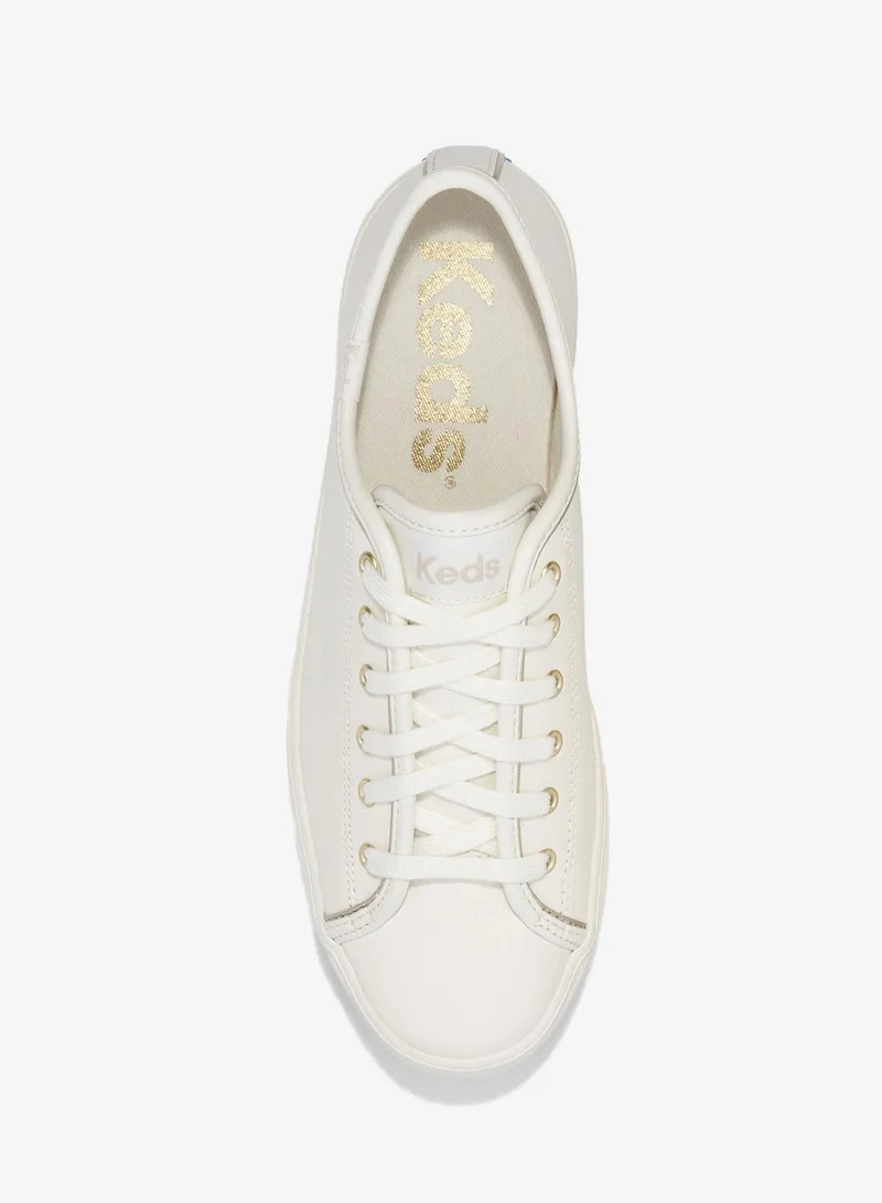 Keds White/Gold Keds Women's Triple Up Leather Piping Casual Sneaker White for Women | Best Price UAE